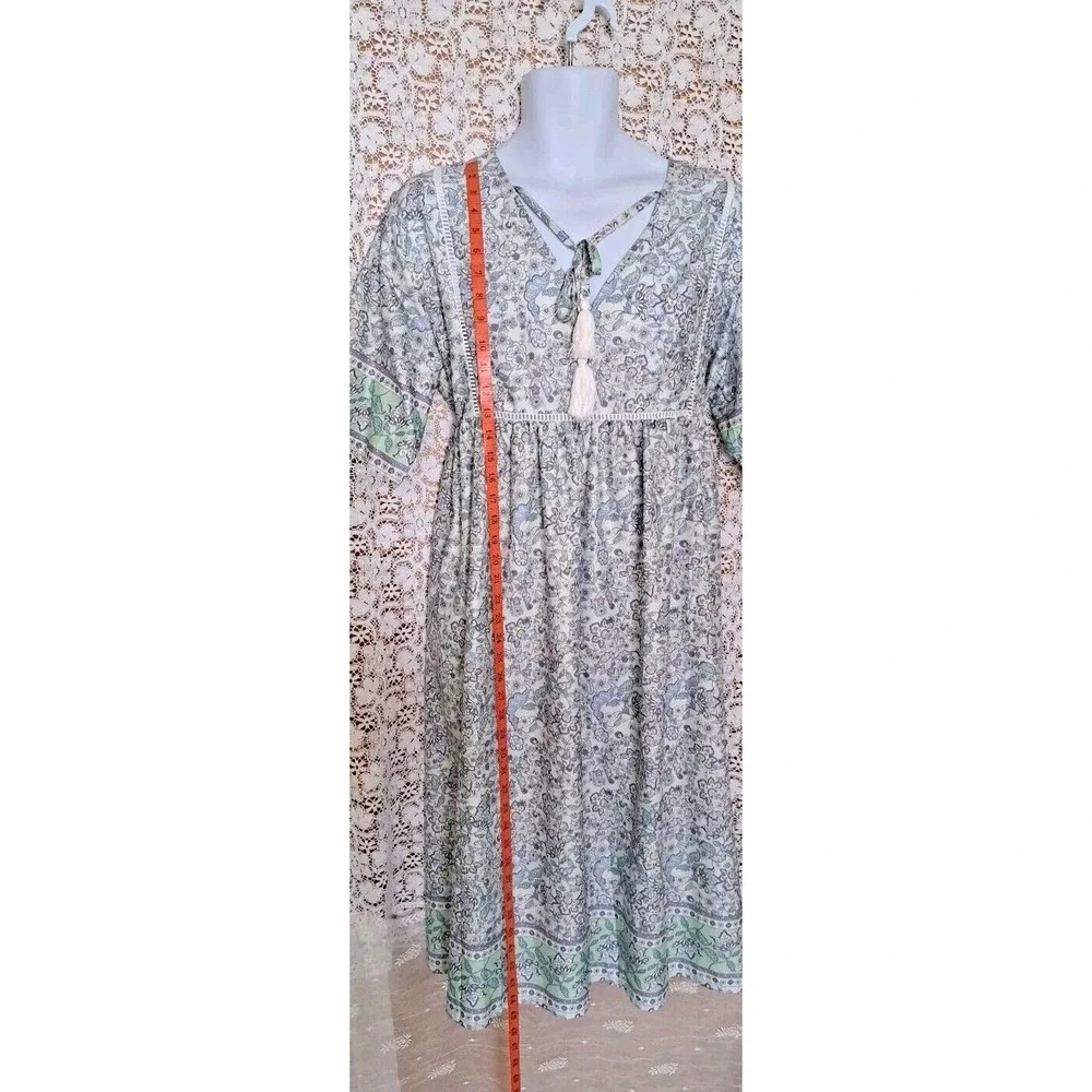 Women's Dress 3XL Green/ Lavender Floral Shift Boho Festival‎ Beachy Misslook
